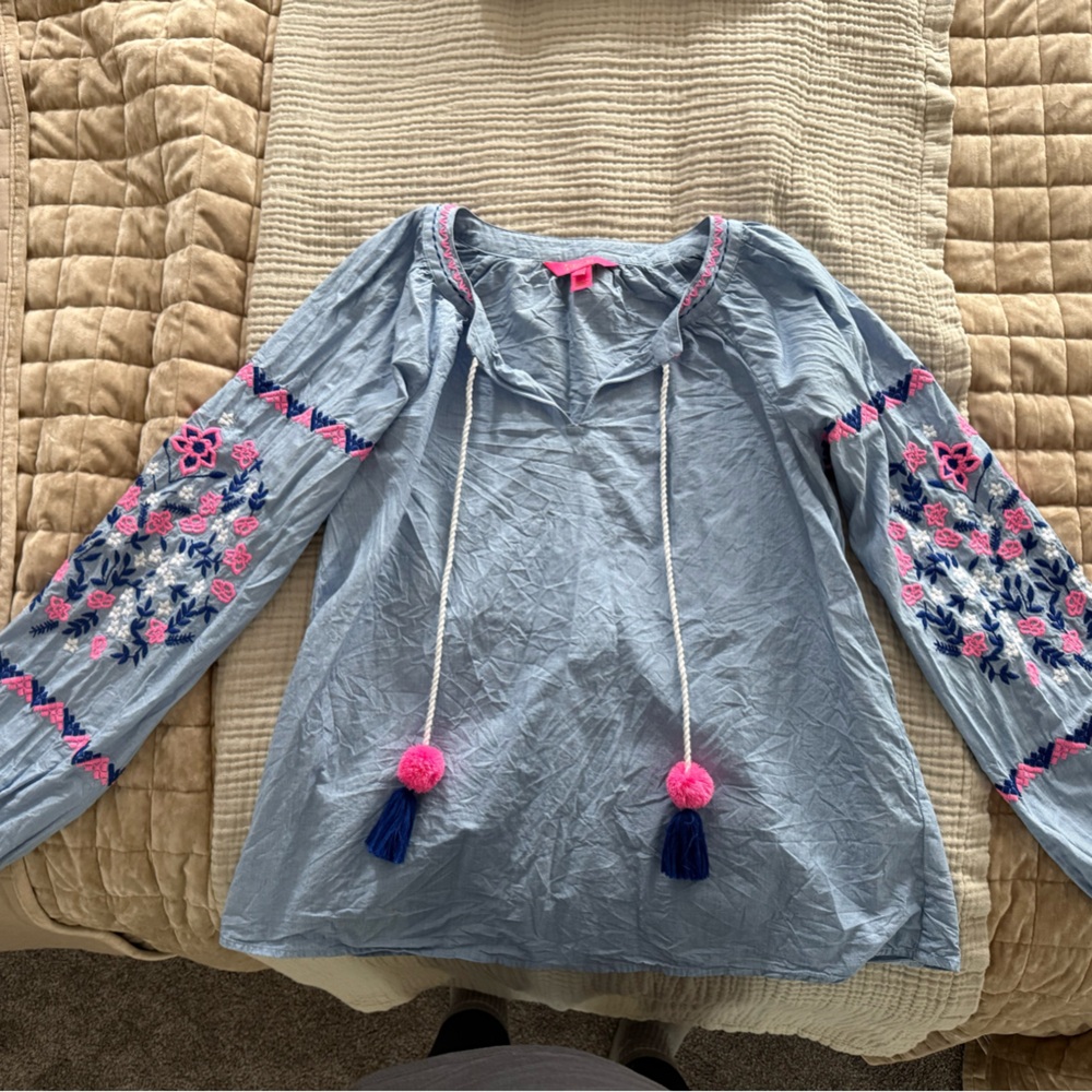 Lilly Pulitzer Long Sleeve Embroidered Top